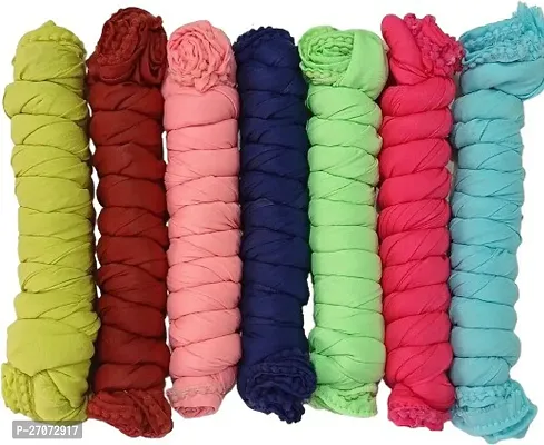 Elite Multicoloured Cotton Blend Solid Dupattas For Women Pack Of 7-thumb0