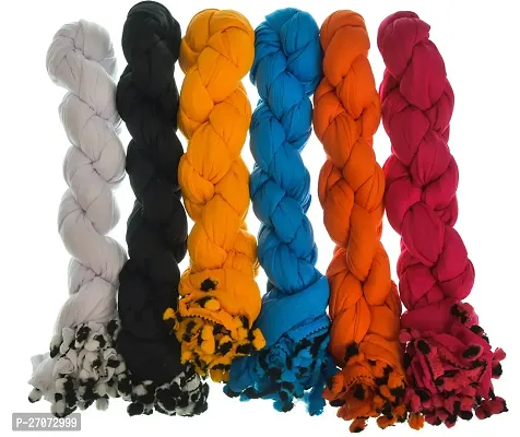 Elite Multicoloured Cotton Blend Solid Dupattas For Women Pack Of 6