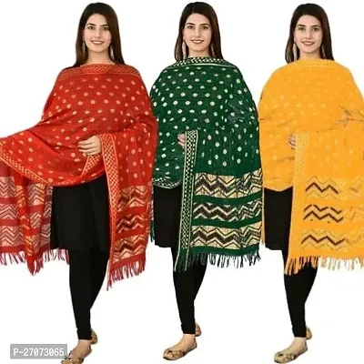 Elite Multicoloured Silk Blend Printed Dupattas For Women Pack Of 3-thumb0