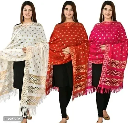 Elite Multicoloured Silk Blend Printed Dupattas For Women Pack Of 3