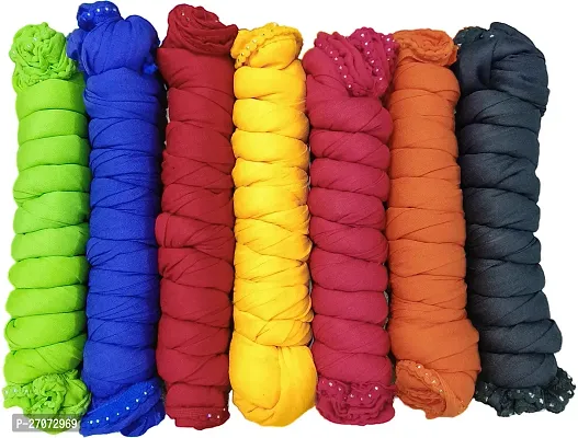 Elite Multicoloured Cotton Blend Solid Dupattas For Women Pack Of 7-thumb0