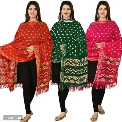 Elite Multicoloured Silk Blend Printed Dupattas For Women Pack Of 3