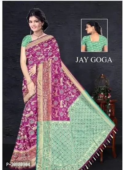 Elegant Pink Cotton Blend Saree with Blouse piece For Women