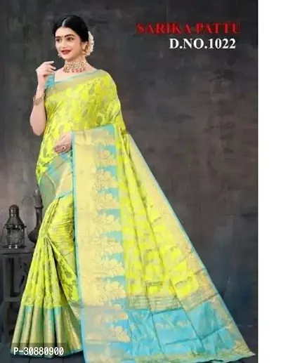 Elegant Green Cotton Saree with Blouse piece For Women