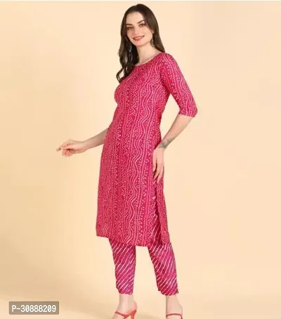 Beautiful Cotton Pink Printed Kurta For Women-thumb0