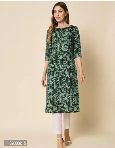 Beautiful Cotton Green Printed Kurta For Women-thumb0