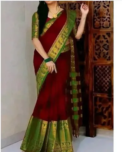 Glamorous Cotton Saree with Blouse piece 