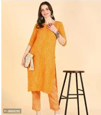 Beautiful Cotton Yellow Printed Kurta For Women-thumb0