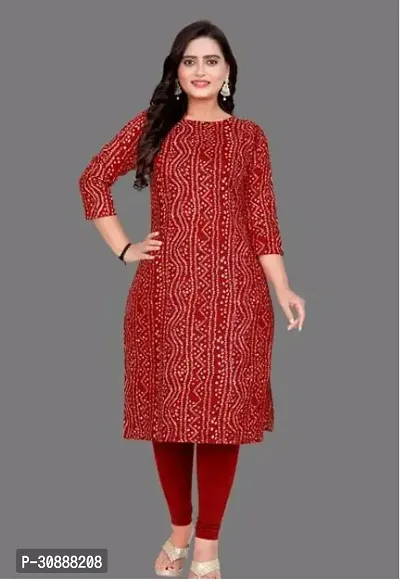 Beautiful Cotton Maroon Printed Kurta For Women-thumb0