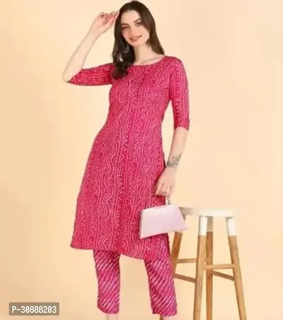 Beautiful Cotton Pink Printed Kurta For Women-thumb0