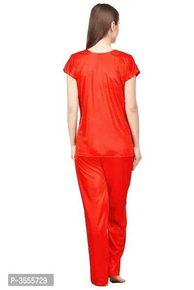 Women Red Solid Satin Nightdress-thumb4