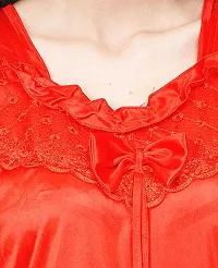 Women Red Solid Satin Nightdress-thumb4