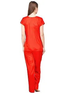 Women Red Solid Satin Nightdress-thumb3