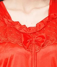 Women Red Solid Satin Nightdress-thumb4