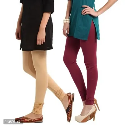 Women's Multicoloured Cotton Spandex Solid Leggings (Combo Pack)