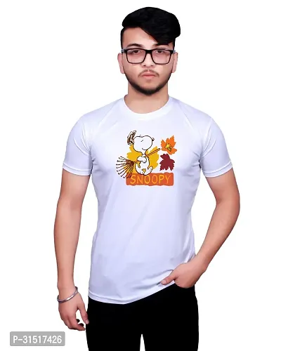 Reliable White Cotton Printed Round Neck Tees For Men-thumb0