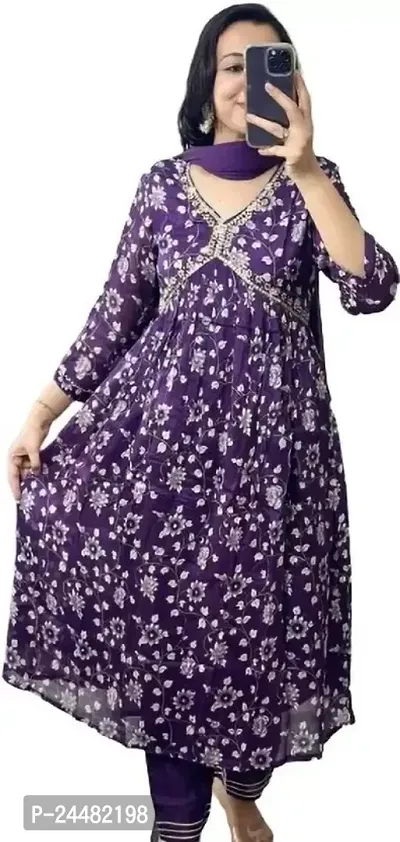 Classic Cotton Kurta  Bottom and Dupatta Set For Women-thumb0