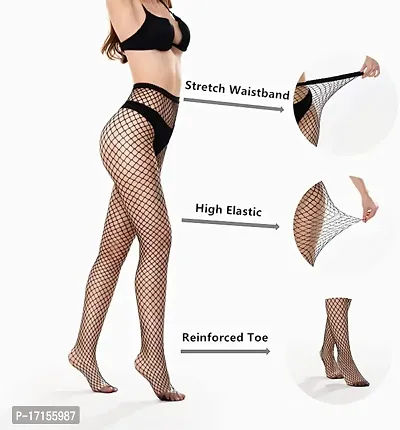 Starvis Womens High Waist Tights Fishnet Stockings Thigh High Pantyhose (Pack of 3 | Black)-thumb4