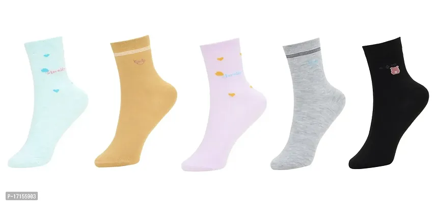 Starvis New Women's Colorful Ankle Socks Pure Cotton Anti-Odor And Breathable Shoe-Liner Socks, Random Color (Free Size_Multicolor_Pack Of 5)