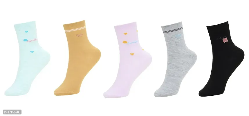 Starvis New Women's Colorful Ankle Socks Pure Cotton Anti-Odor And Breathable Shoe-Liner Socks, Random Color (Free Size_Multicolor_Pack Of 5)-thumb0