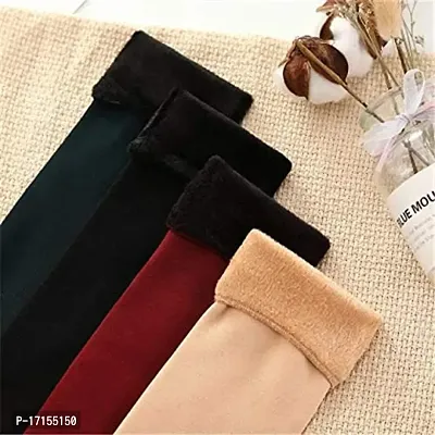 Starvis 4 Pairs Fluffy velvet socks for women Women Thumb Thermal Socks Winter Velvet Pile Lined Socks Thick Fuzzy Slipper Socks-thumb5