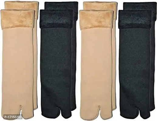 STARVIS Women's Calf Length Linen Socks (Pack of 4) (sk-10_Beige, Black, Skin)