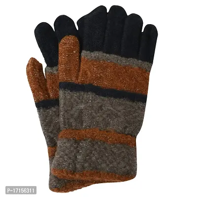 Starvis Unisex Winter Angora Warm Thermal Woolen Gloves for Men and Women/Dual color Winter gloves (RANDOM COLOR AND DESIGN) (Brown)-thumb3