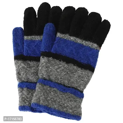Starvis Unisex Winter Angora Warm Thermal Woolen Gloves for Men and Women/Dual color Winter gloves (RANDOM COLOR AND DESIGN) (Blue)
