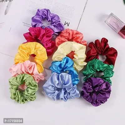 Starvis elastic satin hair ties bands silk hair scrunchies accessories for women Multicolor (PACK OF 12)