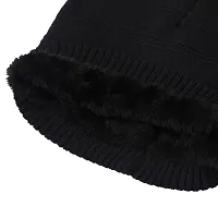 Starvis Winter Warm Fur Inside Lined Men Beanie Slouchy Knit Skull Cap Warm Stocking Hats Guys Women Striped Winter Beanie Hat for Men and Women Cap for Cold Weather (Black)-thumb1