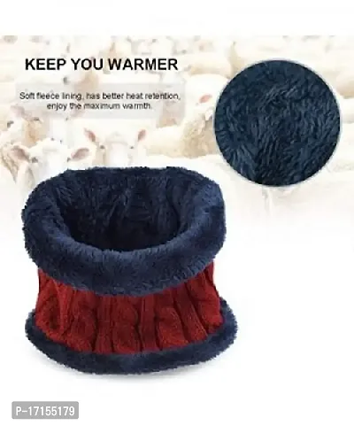 Winter Soft Warm 1 Set Snow Proof Ball Cap (Inside Fur) Woolen Beanie Cap with Scarf for Women Girl Ladies(RED)-thumb3