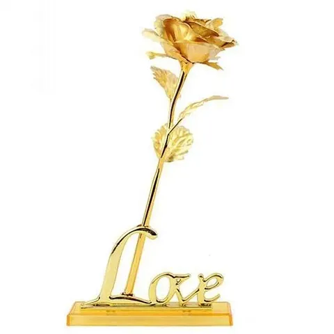 Starvis Valentine Red Rose 24k Gold Rose Artificial Flower for Propose/Valentine's Day with Love Stand and Frame Bag-Gift for Girls Boys Girlfriend Boyfriend Birthday