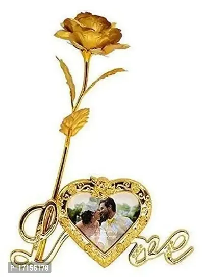 Starvis Valentine Red Rose 24k Gold Rose Artificial Flower for Propose/Valentine's Day with Love Stand and Frame Bag-Gift for Girls Boys Girlfriend Boyfriend Birthday (Gold Rose with Love Frame)