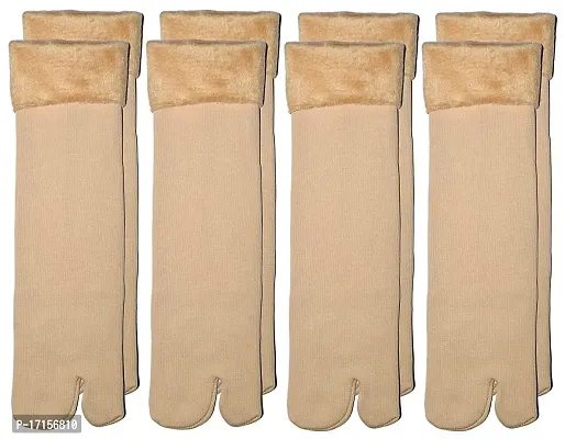 STARVIS Women's Calf Length Linen Socks (Pack of 4) (sk-06_Beige)-thumb0