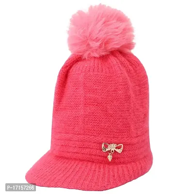 Starvis Unisex Wool Men and Women Winter Cap Woolen Knitted Warm Winter Hats for Women Cable Knit Beanie Soft Womens Beanies Thick Winter Hat (Dark Pink)