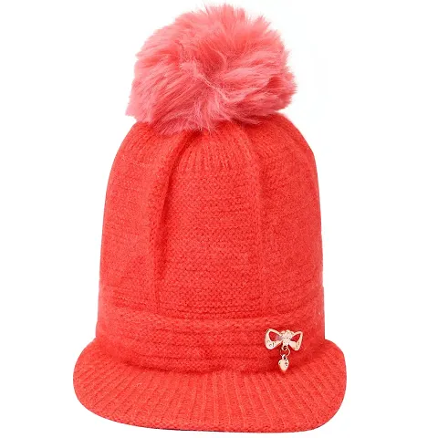 Starvis Unisex Wool Men and Women Winter Cap Woolen Knitted Warm Winter Hats for Women Cable Knit Beanie Soft Womens Beanies Thick Winter Hat (Orange)