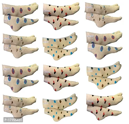Starvis Women's Warm Woolen Calf Length Thumb Socks (Multicolor, Multidesign)- Set of 12 Pairs