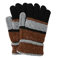 Starvis Unisex Winter Angora Warm Thermal Woolen Gloves for Men and Women/Dual color Winter gloves (RANDOM COLOR AND DESIGN) (Brown)-thumb1