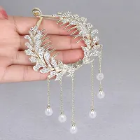 Starvis Exquisite Shiny Crystal Pearl Tassel Wing and Flower Tassel Hair Clip Claw For Women Bun Clip Horsetail Buckle Hairpin Hair Accessories Women Ponytail Hair Bun Bride Weeding (Flower Latkan)-thumb2