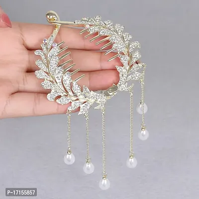 Starvis Exquisite Shiny Crystal Pearl Tassel Wing and Flower Tassel Hair Clip Claw For Women Bun Clip Horsetail Buckle Hairpin Hair Accessories Women Ponytail Hair Bun Bride Weeding (Flower Latkan)-thumb3