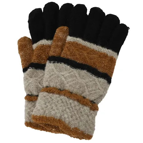 Starvis Unisex Winter Angora Warm Thermal Woolen Gloves for Men and Women/Dual color Winter gloves (RANDOM COLOR AND DESIGN)