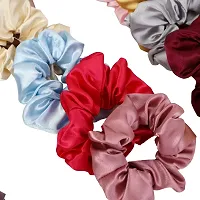 Starvis elastic satin hair ties bands silk hair scrunchies accessories for women Multicolor (PACK OF 12)-thumb3