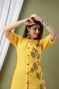 Elegant Frontslit Yellow Floral Print Cotton Kurta For Women-thumb3