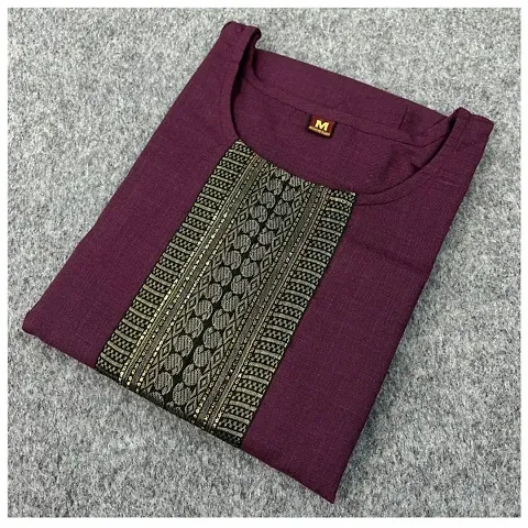 Stylish Slub Stitched Kurta For Women