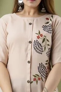 Elegant Frontslit Pink Floral Print Cotton Kurta For Women-thumb2