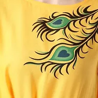 Elegant A-Line Yellow Printed Cotton Blend Kurta For Women-thumb2