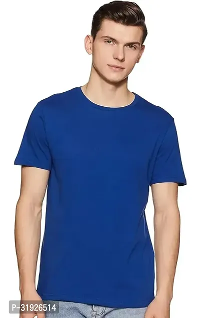 Elegant Polyester Solid Round Neck Tees For Men-thumb0