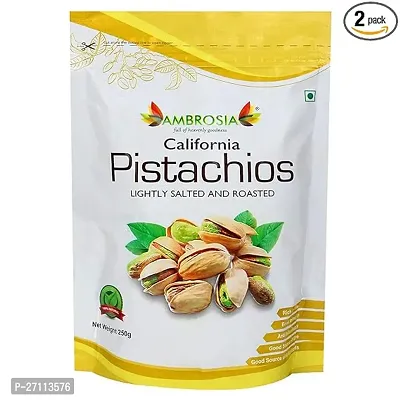 Ambrosia California Roasted  Salted Pistachios 500 g | Pack of 2 X 250 g | Premium Healthy Snacking | Crunchy  Tasty