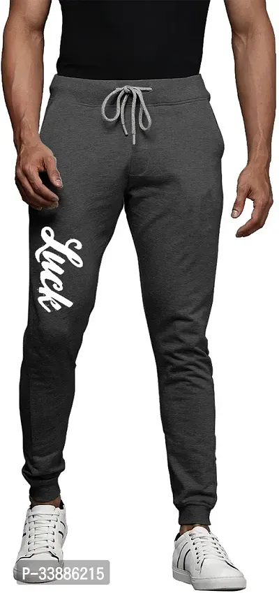 Stylish Grey Cotton Blend Printed Track Pant For Men-thumb0