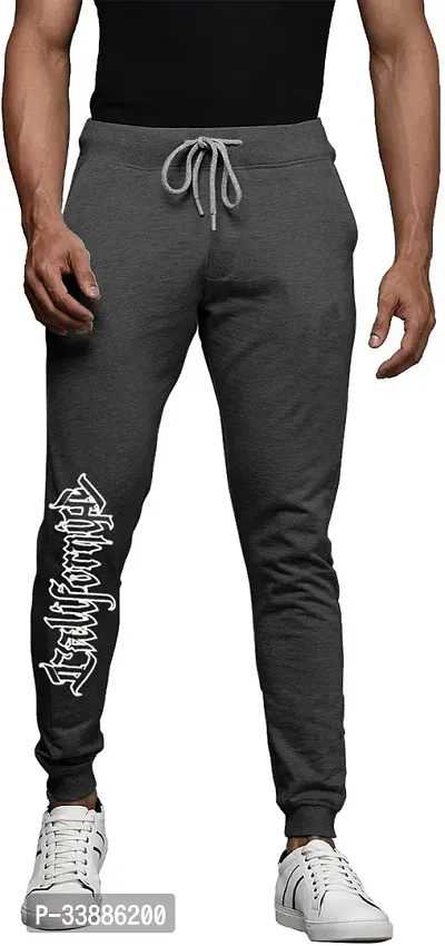 Stylish Grey Cotton Blend Printed Track Pant For Men-thumb0